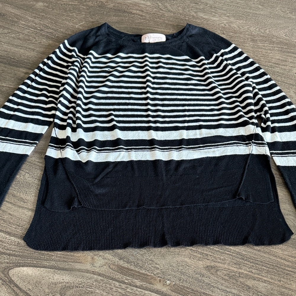 Philosophy Black and White Striped Sweater